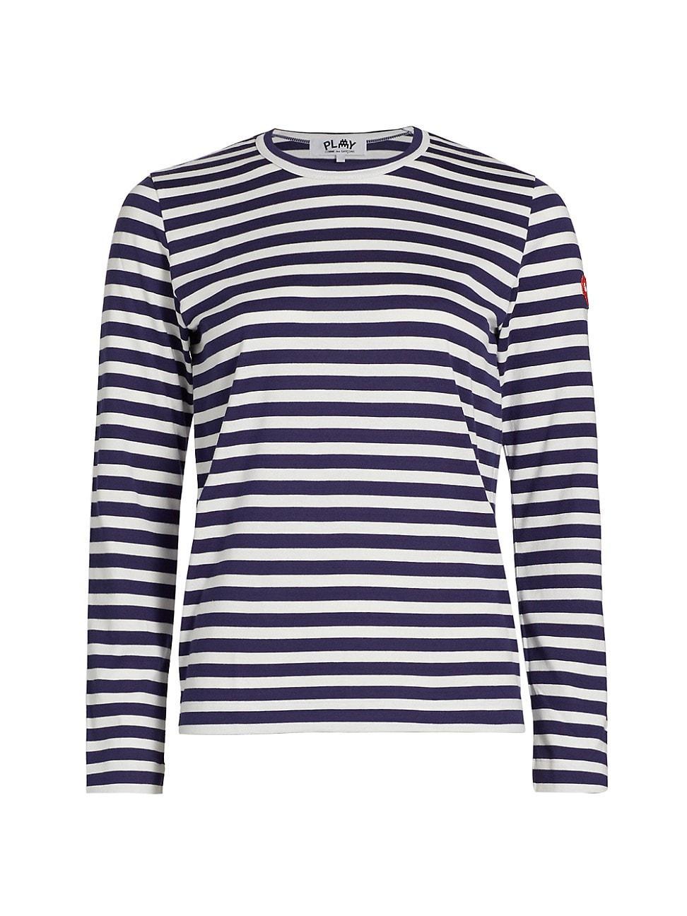 Womens Long-Sleeve Striped Cotton T-Shirt Product Image