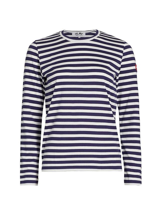 Womens Long-Sleeve Striped Cotton T-Shirt Product Image