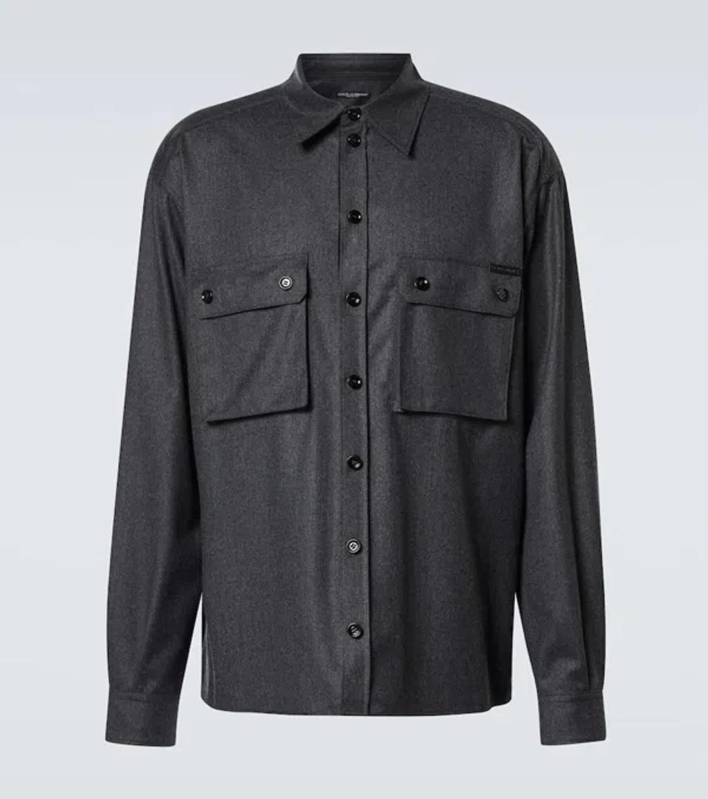 Virgin Wool Shirt In Grey Product Image