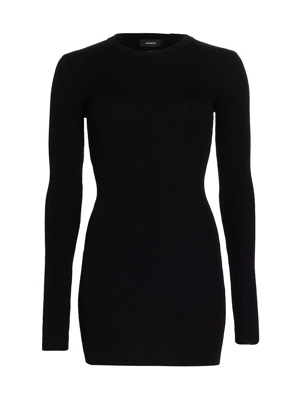 Womens Ribbed Long-Sleeve Minidress Product Image