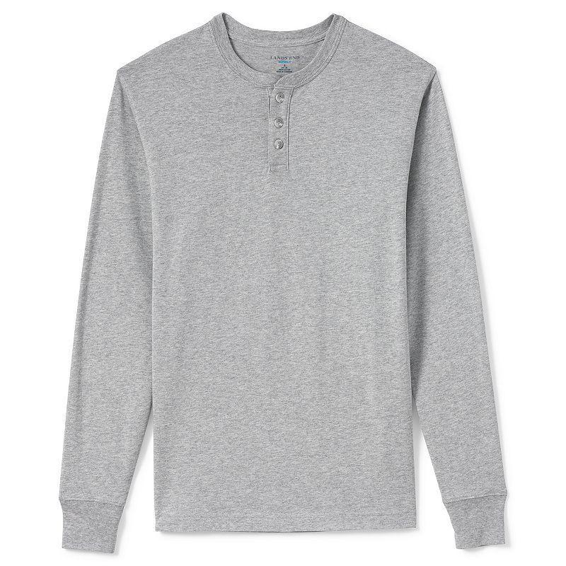 Big & Tall Lands End Super-T Henley, Mens Gray Grey Product Image