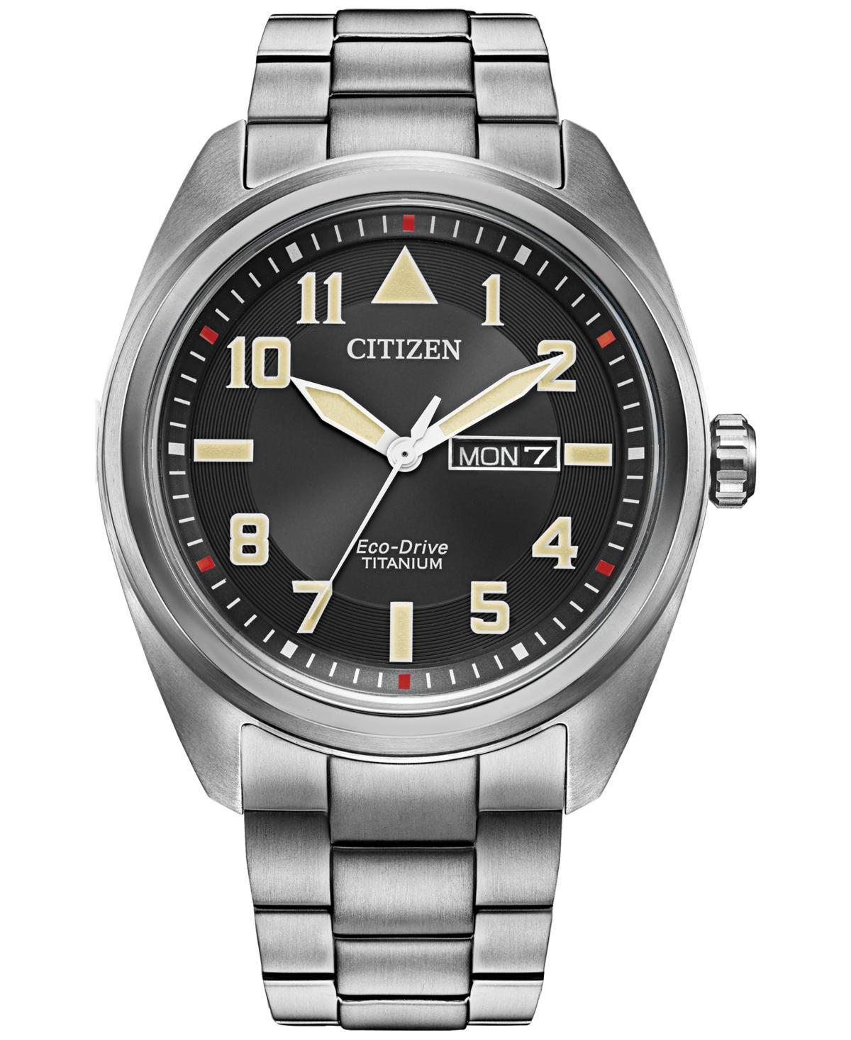 Citizen Mens Garrison Three Hand Silver Titanium Bracelet Watch Product Image