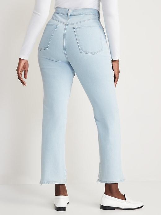 Extra High-Waisted Button-Fly Sky-Hi Straight Cut-Off Jeans Product Image