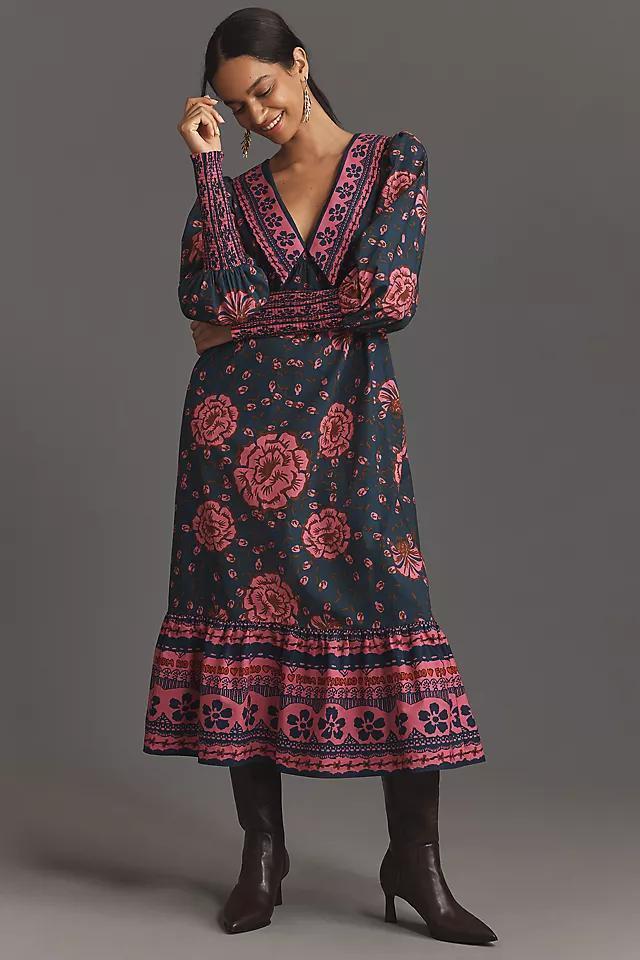 Farm Rio x Anthropologie Puff-Sleeve V-Neck Midi Dress Product Image