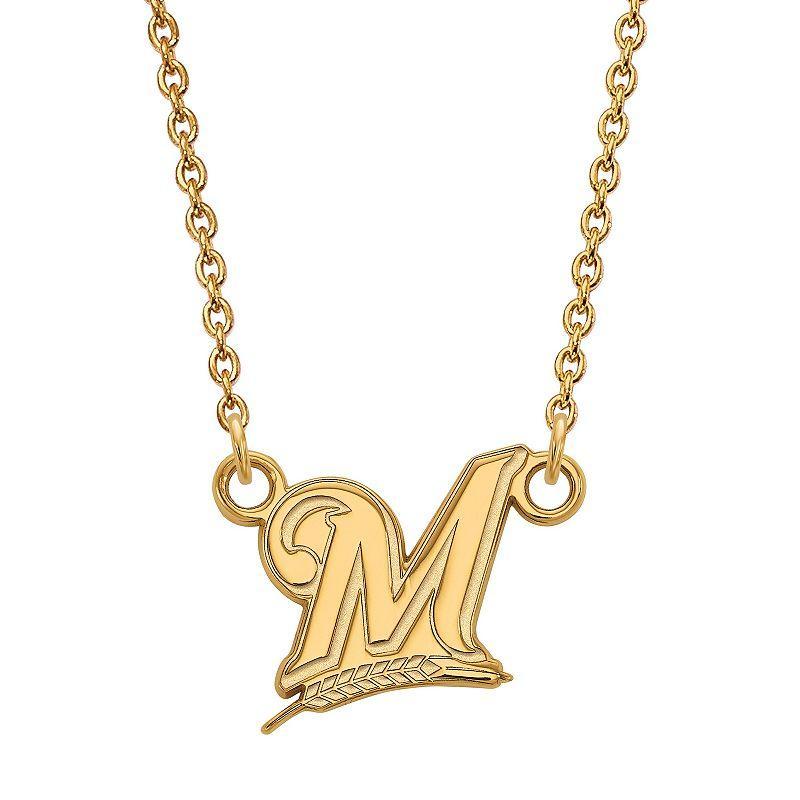 LogoArt Milwaukee Brewers Sterling Silver Small Pendant Necklace, Womens Gold Tone Product Image