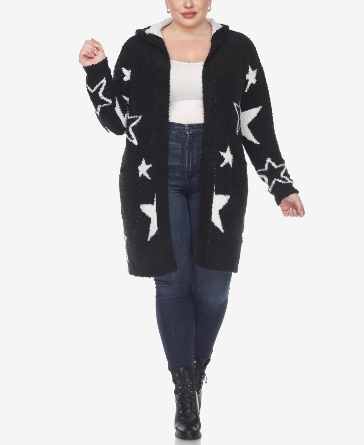 White Mark Plus Size Hooded Open Front Sherpa Sweater - White Product Image