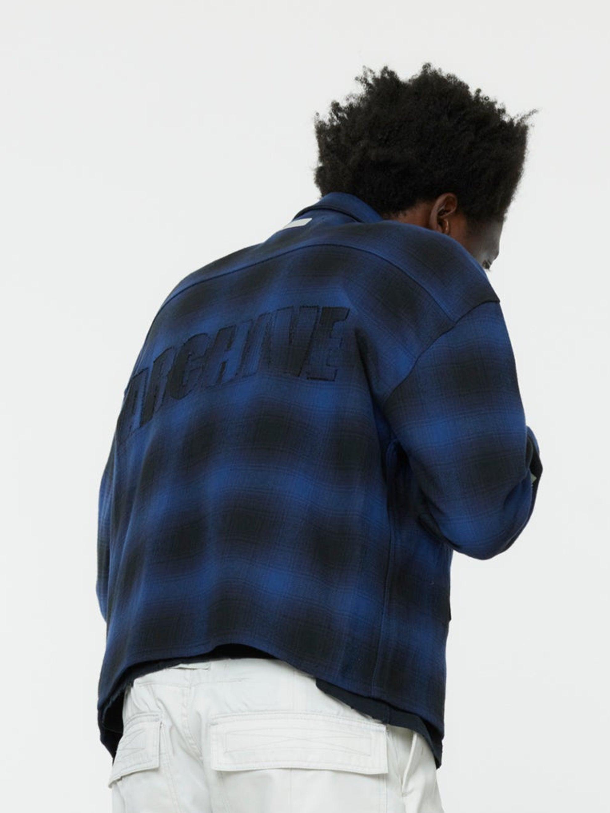 Flap Pocket Check Shirt (Navy) Product Image