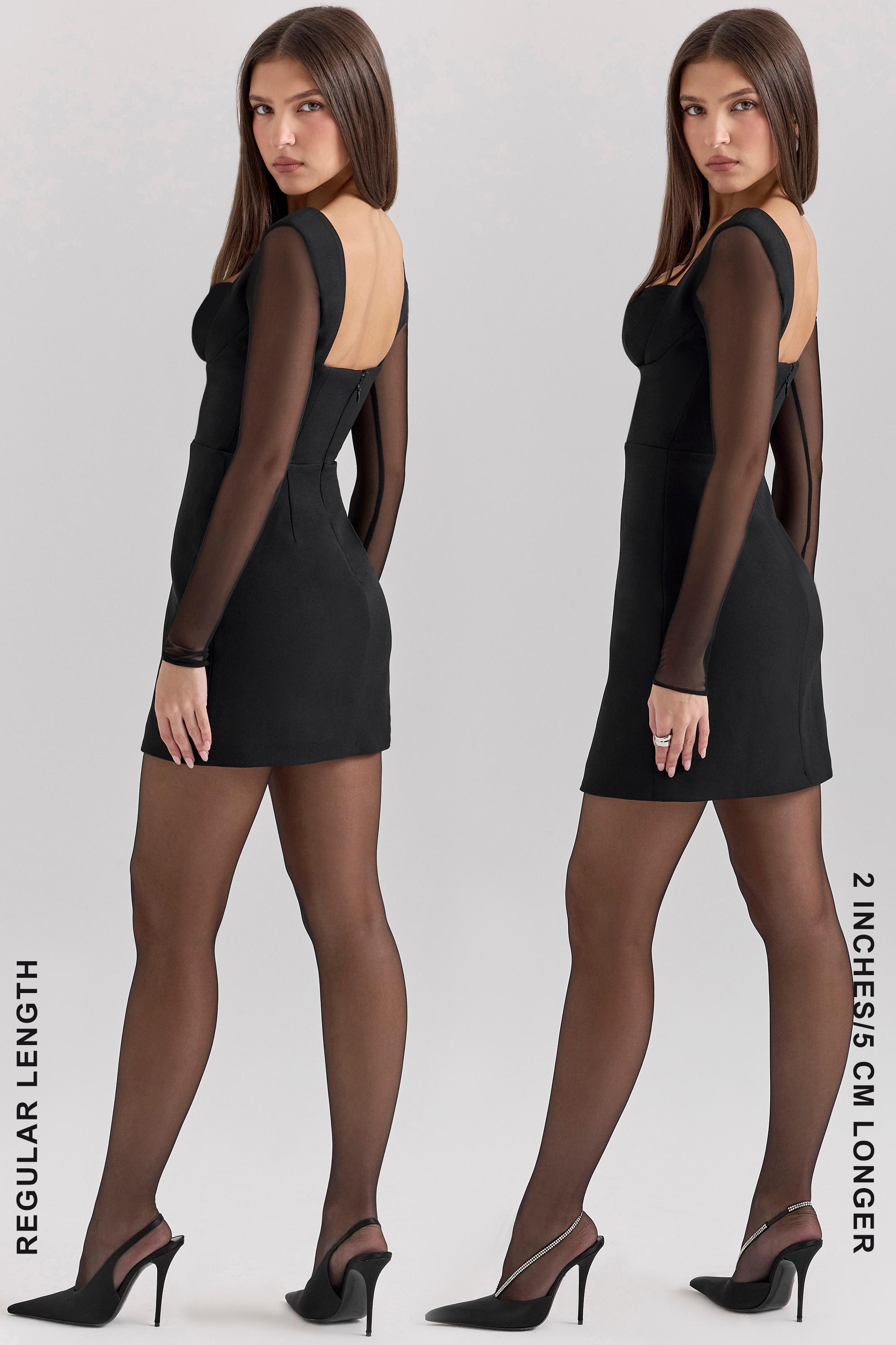 Angelie Black Stretch Crepe Plunge Mini Dress Product Image