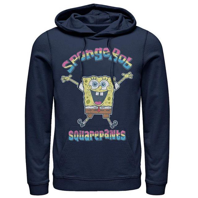 Mens Nickelodeon SpongeBob SquarePants Rainbow Logo Hoodie Blue Product Image