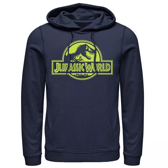 Mens Jurassic World Neon Green Classic Logo Pullover Graphic Hoodie Blue Product Image