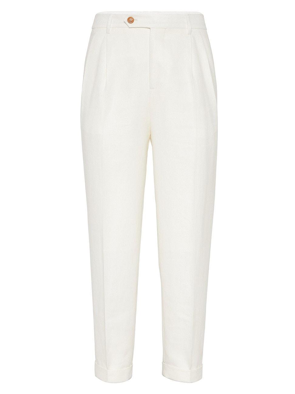 Mens Linen, Wool And Silk Diagonal Easy Fit Trousers Product Image