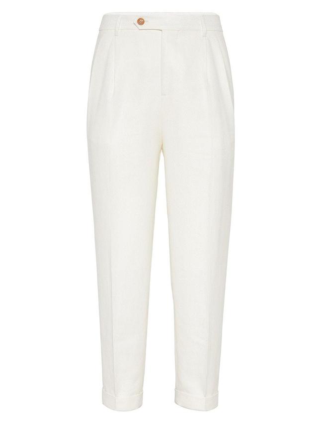 Mens Linen, Wool And Silk Diagonal Easy Fit Trousers Product Image