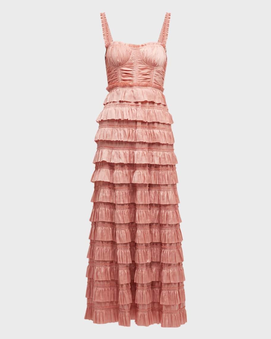 Camille Pleated Tiered Ruffle Gown Product Image