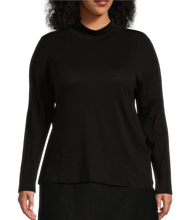 Eileen Fisher Plus Size Organic Cotton Tencel™ Knit Turtleneck Long Sleeve Slim Top Product Image