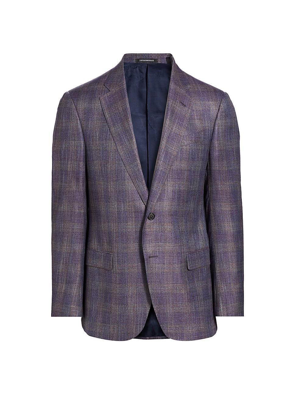 Mens Checked Single-Breasted Blazer Product Image