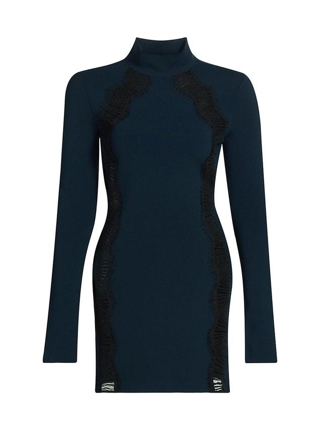 Womens Lace-Panel Long-Sleeve Minidress Product Image