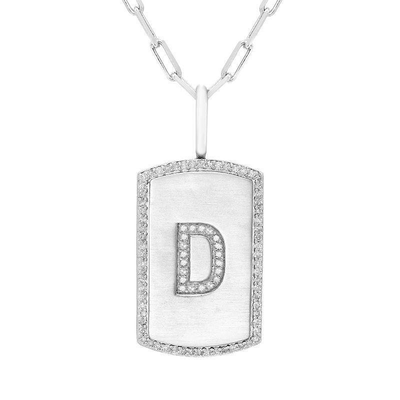 Its Personal Initial Sterling Silver & 1/4 Carat T.W. Diamond Dog Tag Necklace, Womens White Product Image