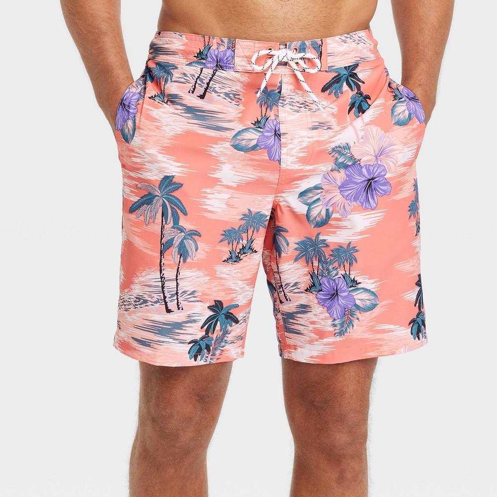 Mens 9 Floral Print Board Swim Shorts - Goodfellow & Co Pink XL Product Image