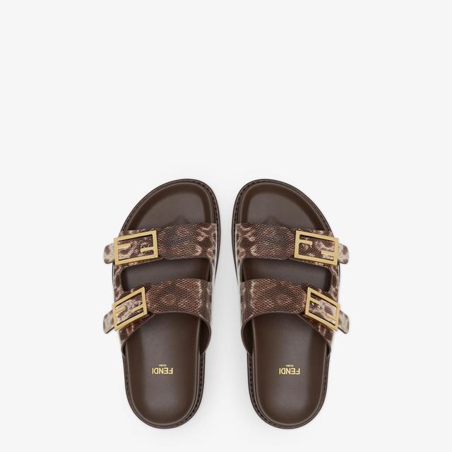 Fendi FeelBeige karung leather slides Product Image