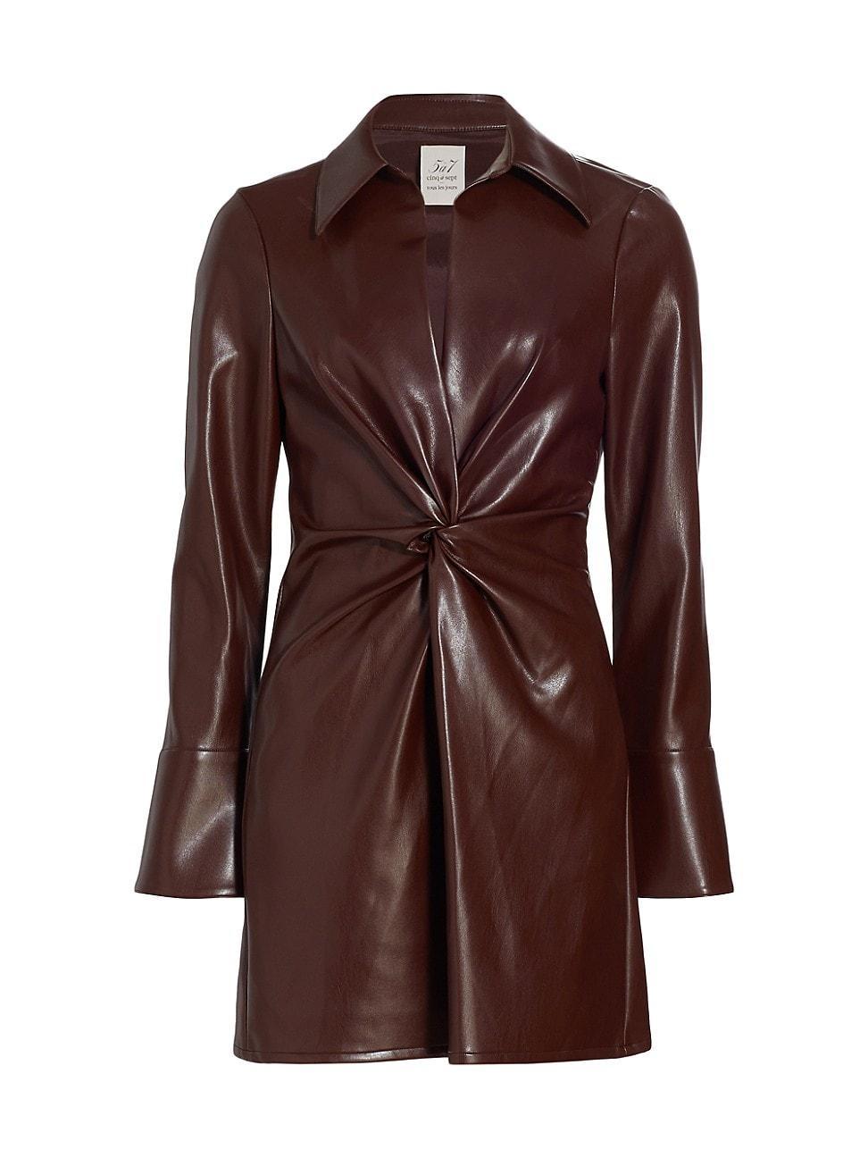 McKenna Faux-Leather Mini Shirtdress Product Image