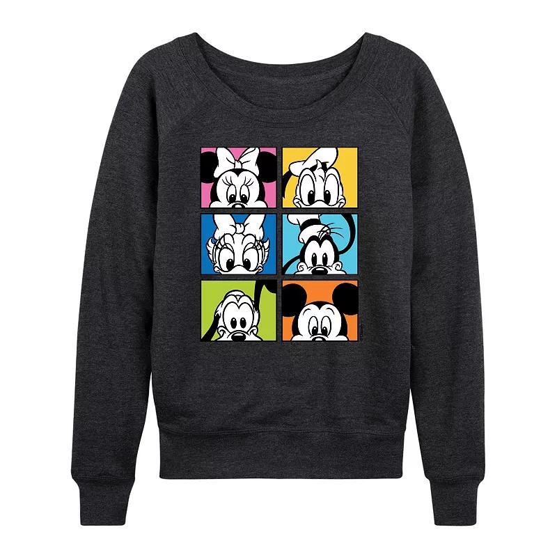 Disneys Mickey Mouse & Friends Womens Grid Lightweight French Terry Sweatshirt, Girls Heather Grey Product Image