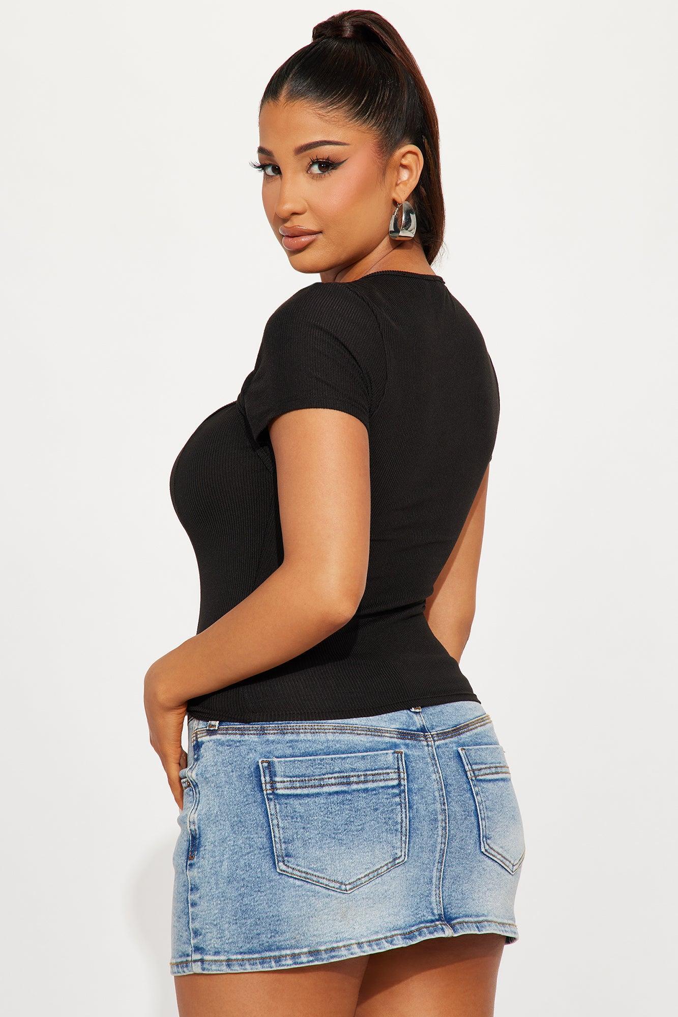 Crushin On You Ribbed Top - Black Product Image