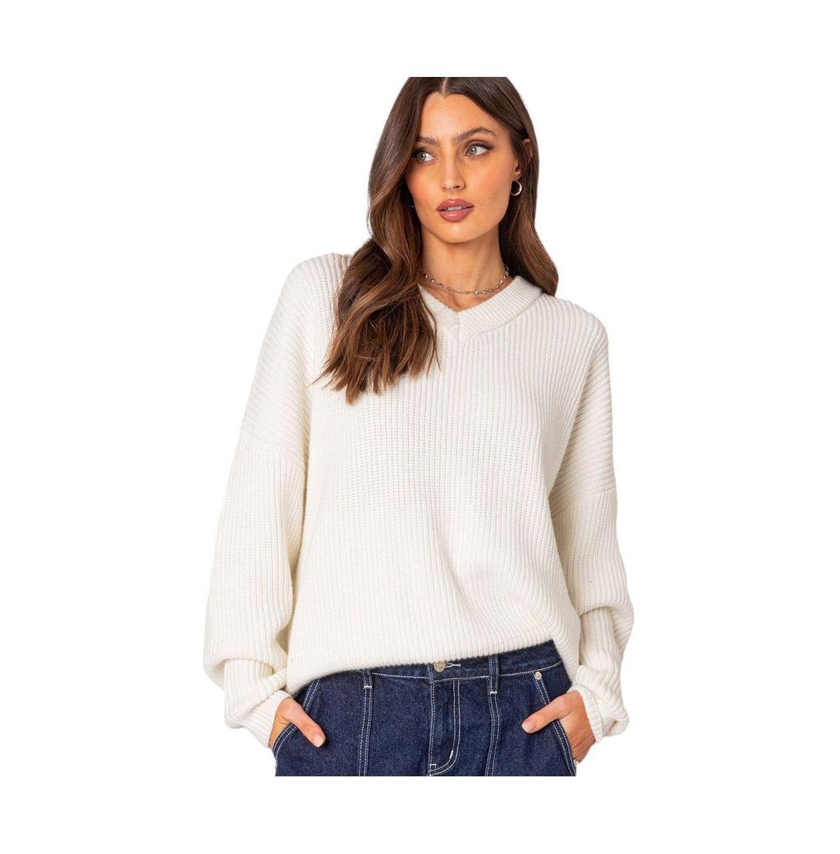 Womens Denny oversized v neck sweater product image