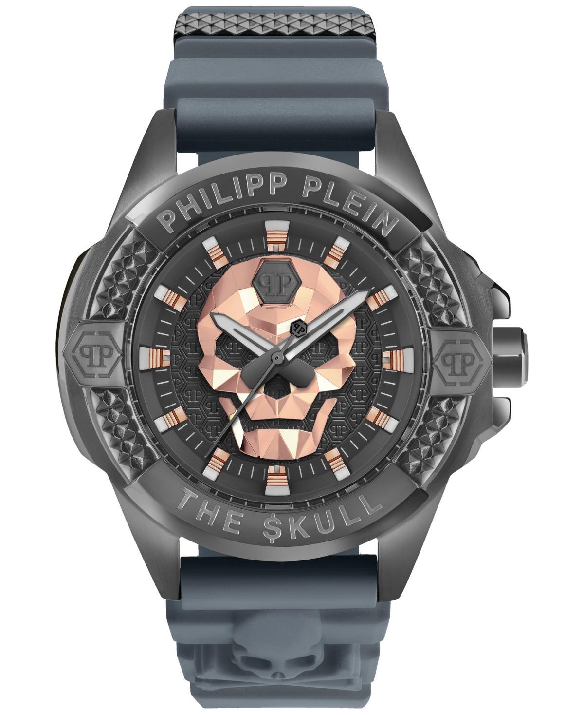 Philipp Plein Mens The Skull Gray Silicone Strap Watch 44mm Product Image