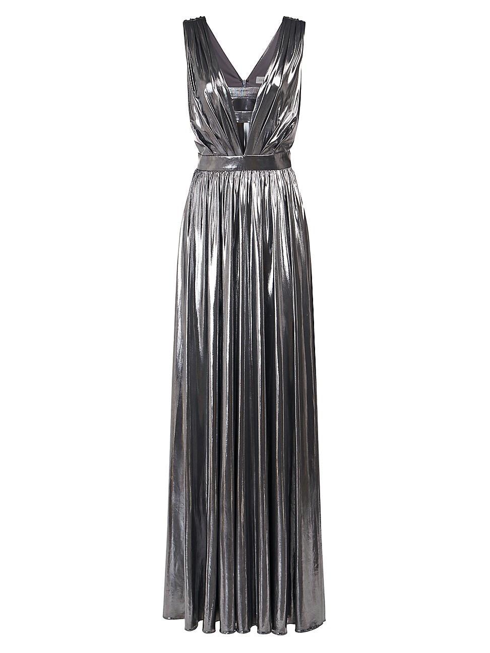 Womens Titania Metallic V-Neck Sleeveless Gown Product Image