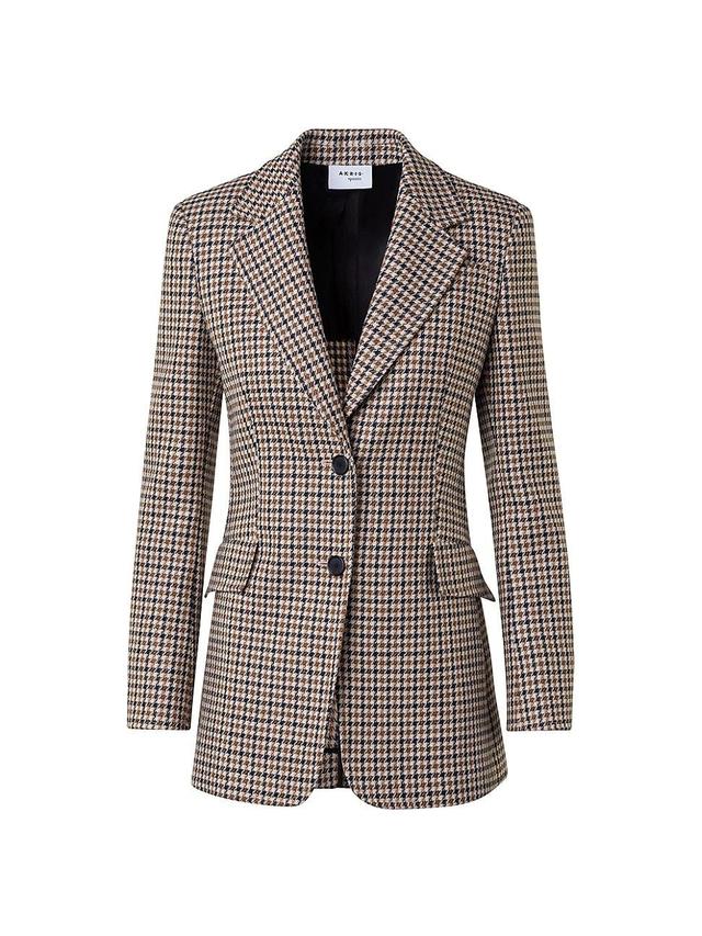 Womens Houndstooth Wool Boyfriend Blazer Product Image