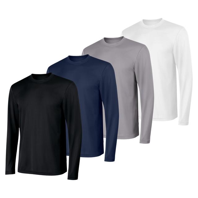 Hanes Sport Cool DRI Mens Performance Long Sleeve T-Shirt, Value 4-Pack Black/White/Navy/Graphite L Product Image