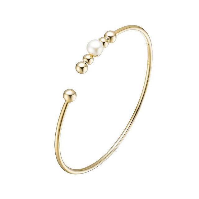 14k Gold Sterling Silver Freshwater Cultured Pearl Bangle Bracelet, Womens, Gold Tone Product Image