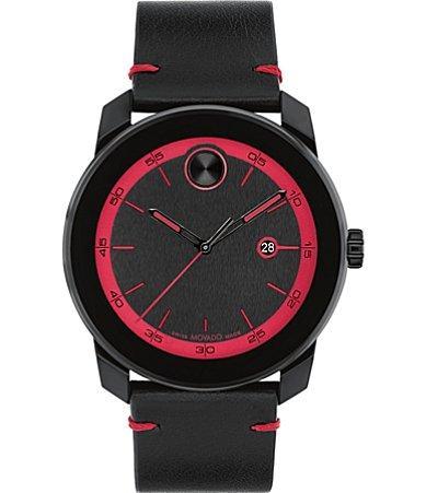 Men's Movado BoldÂ® Tr90 Black Strap Watch with Red Dial and Date Window (Model: 3601110) Product Image