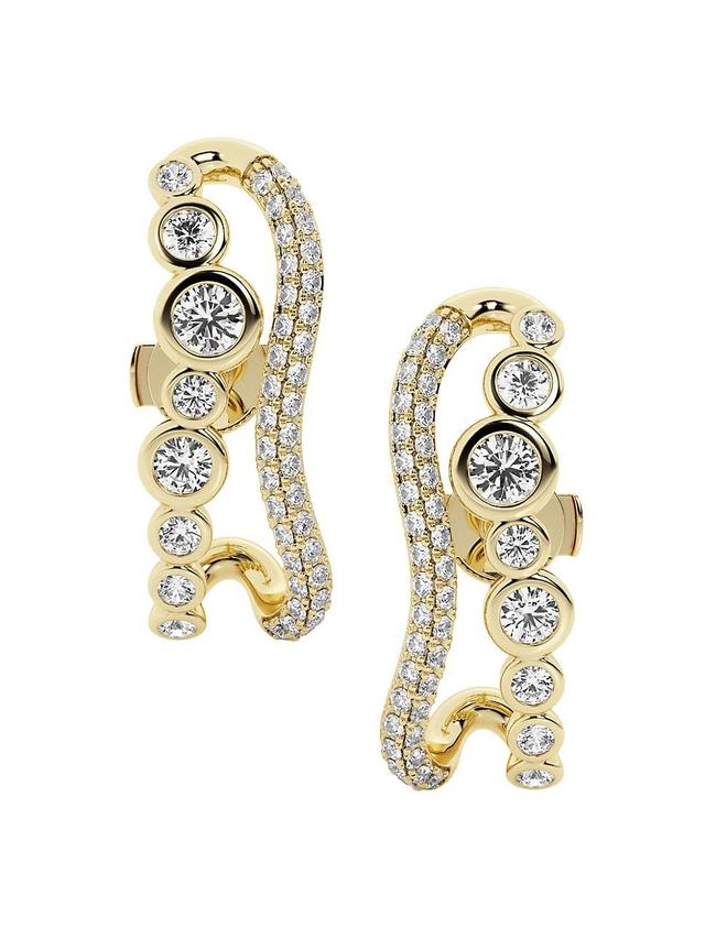 Womens 14K Yellow Gold & 1.50 TCW Lab-Grown Diamond Wavy Suspender Stud Earrings Product Image