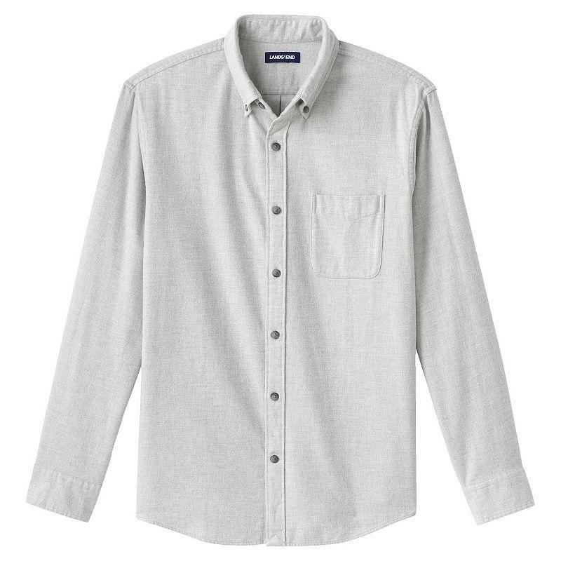 Big & Tall Lands End Tailored-Fit Flagship Flannel Shirt, Mens Gray Grey Product Image