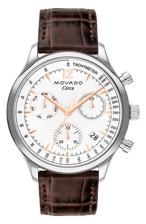 Movado Heritage Circa Chronograph Leather Strap Watch, 43mm Product Image