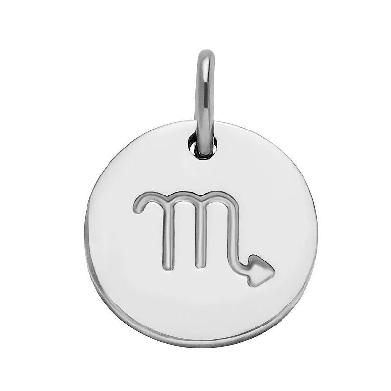 PRIMROSE Sterling Silver Etched Zodiac Disc Charm, Womens, Sterling Scorpio Product Image