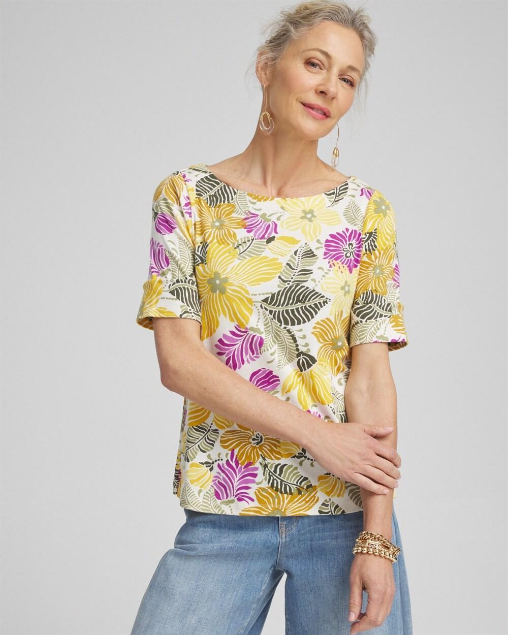 Women's Floral Bateau Neck Tee Product Image