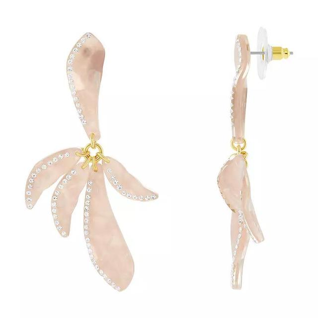 Emberly Gold Tone Acetate Flower Drop Earrings, Womens, Pink Product Image