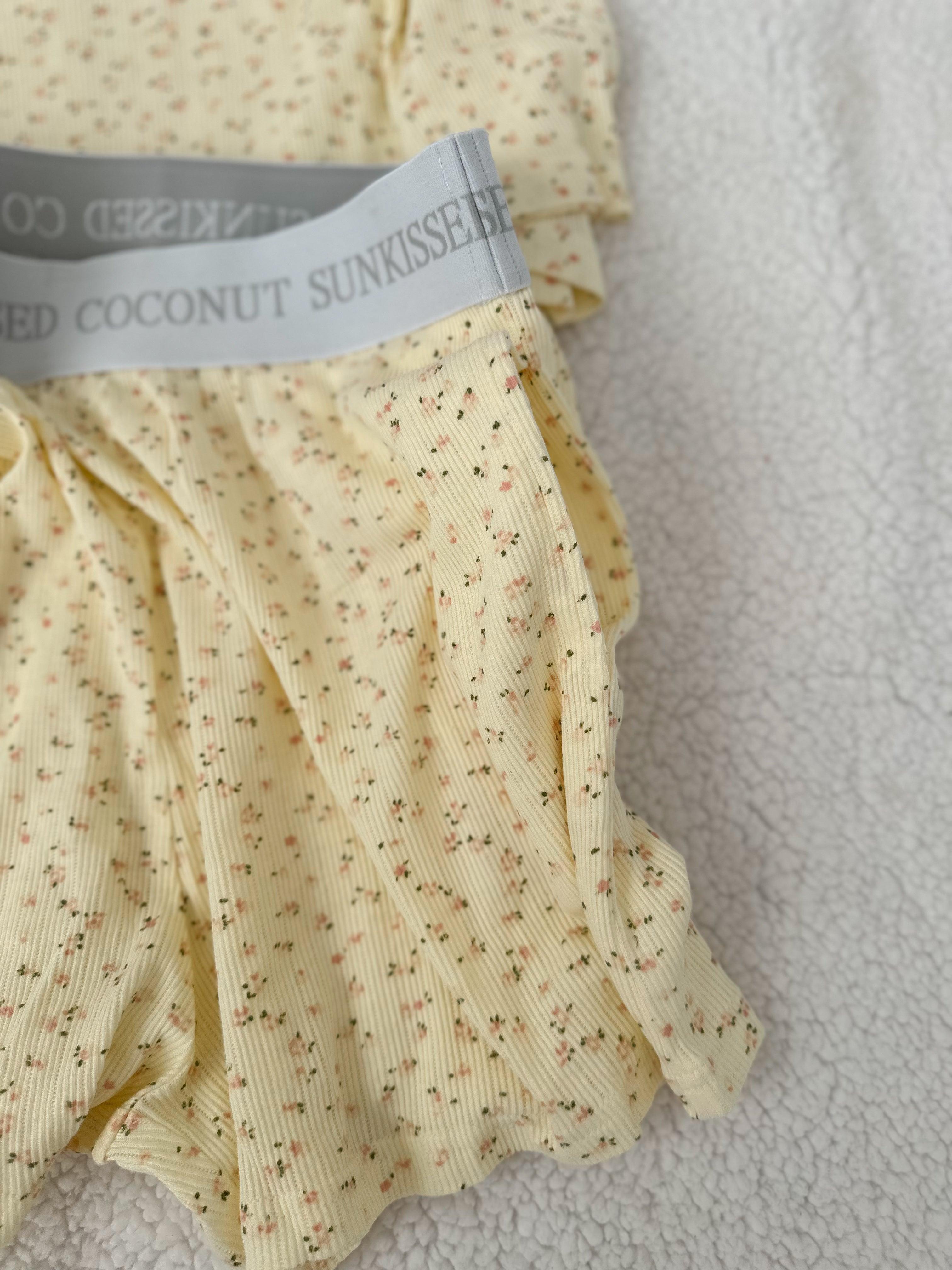 Lemon Floral Pajama Shorts Product Image