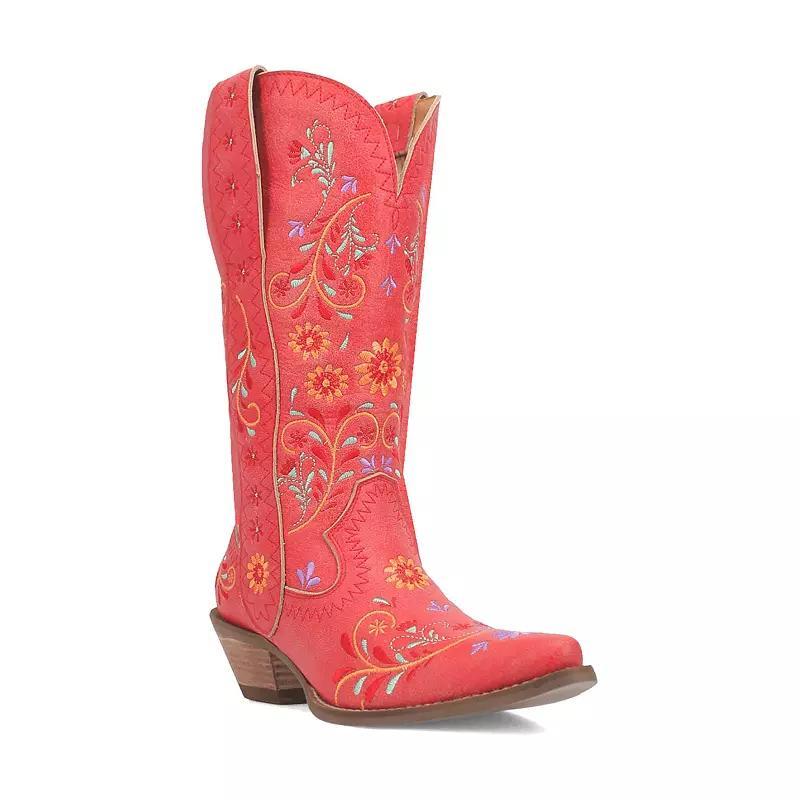 Dingo Womens Beetle Juice Floral Embroidery Leather Cowboy Boots Product Image