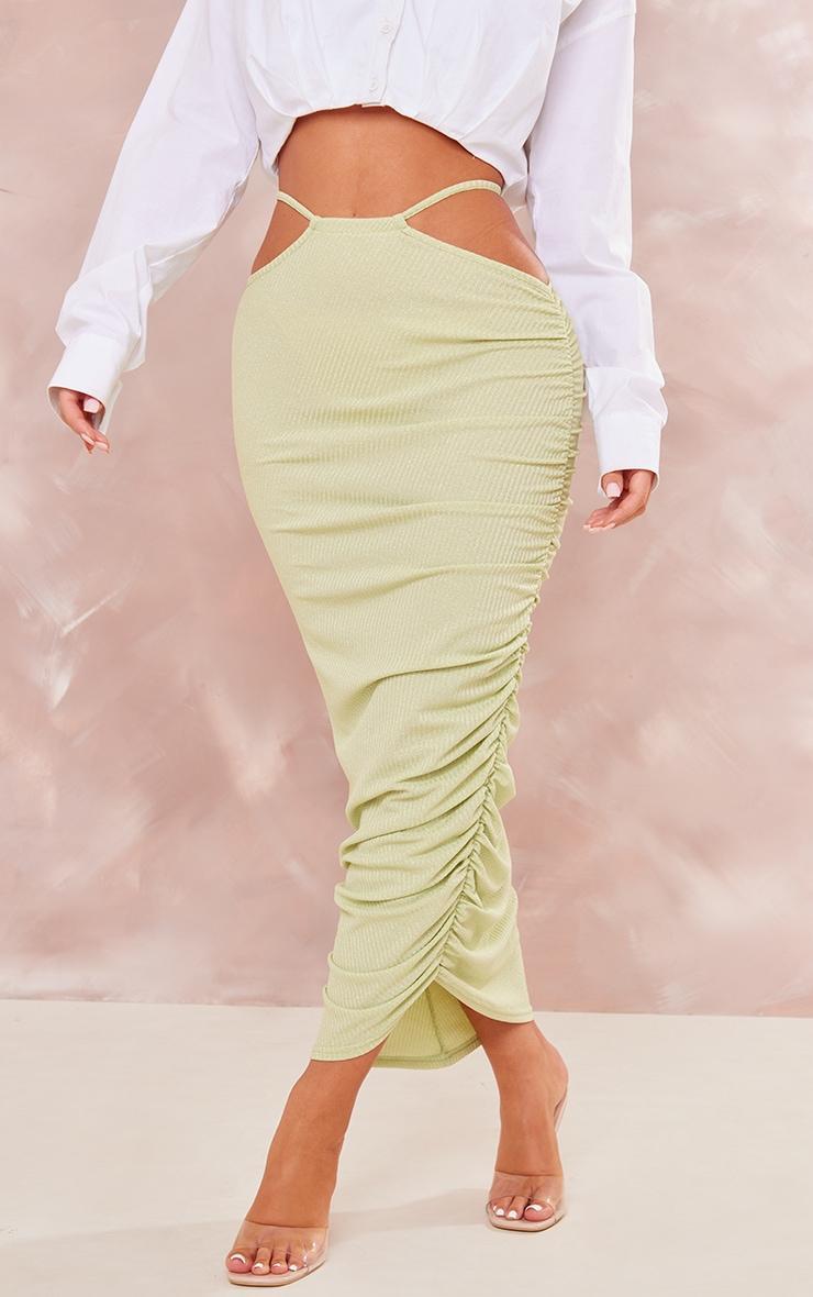 Green Sparkle Jersey Tie Waist Ruched Midaxi Skirt product image