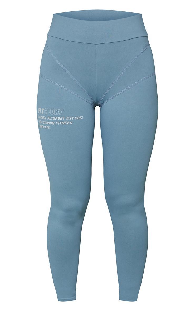 Steel Blue Stitch Detail Gym Leggings Product Image