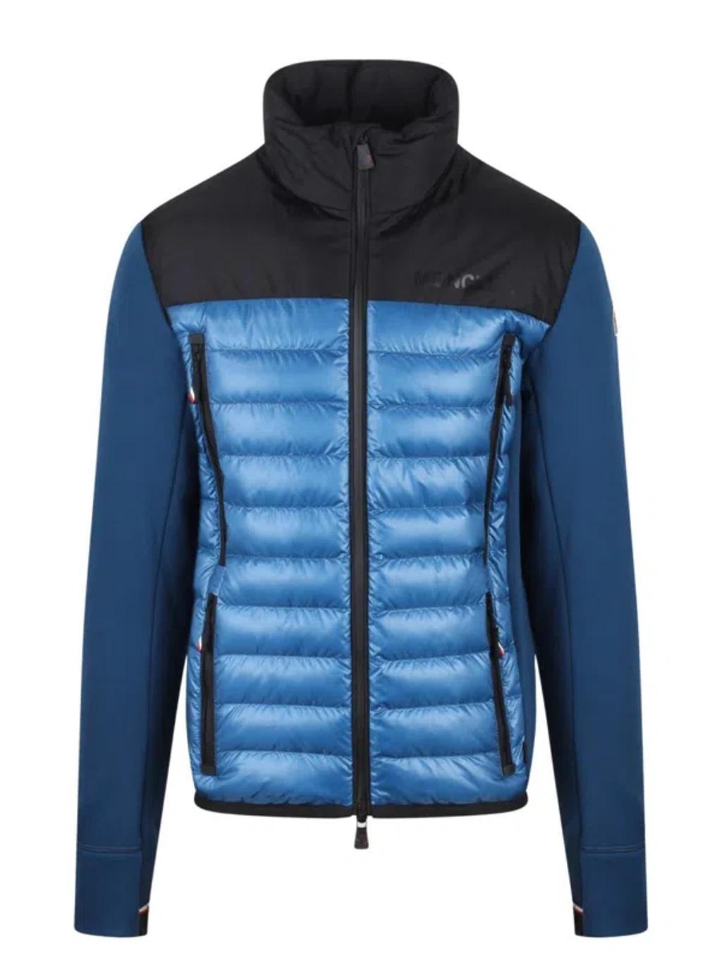 MONCLER Grenoble Cardigan Down Jacket In Blue Product Image