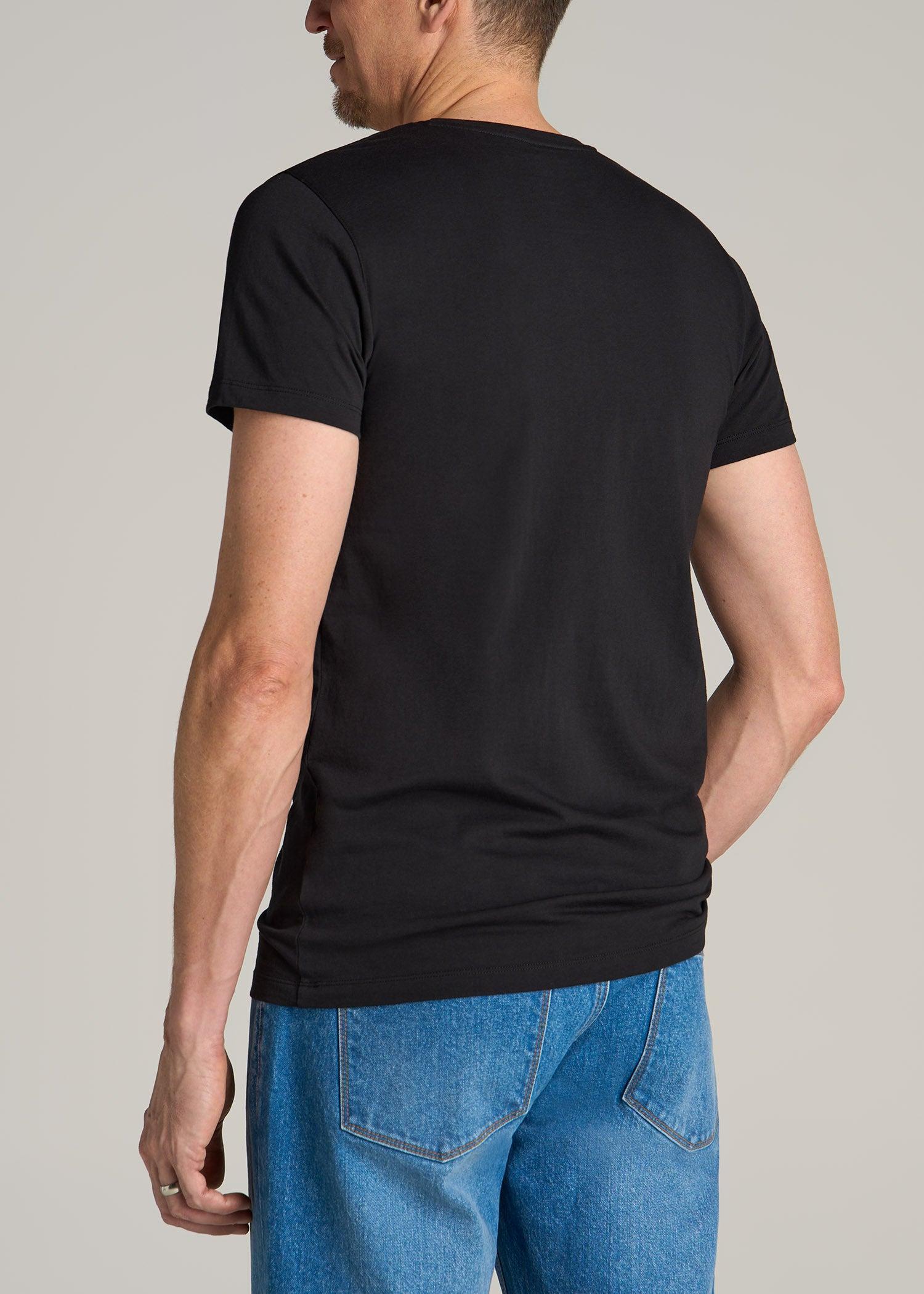 MODERN-FIT Embroidered Logo Crewneck T-Shirt for Tall Men in Black Male Product Image