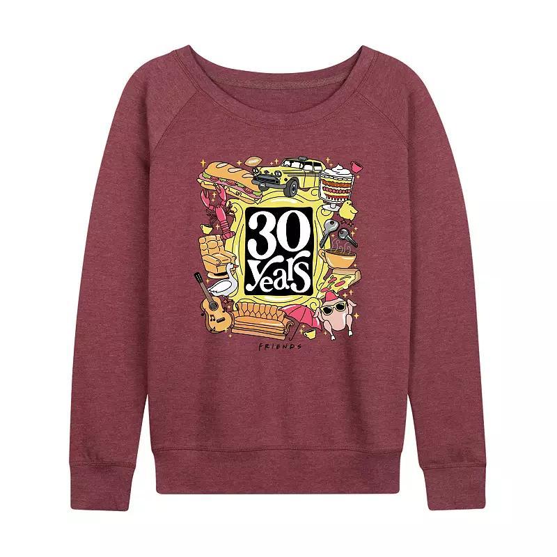 Womens Friends 30 Years Lightweight French Terry Sweatshirt Grey Maroon Product Image