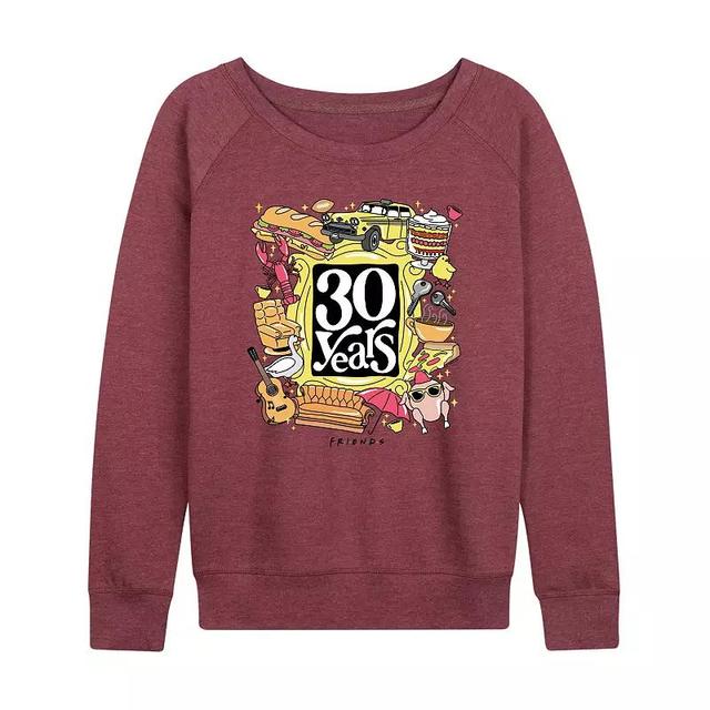 Womens Friends 30 Years Lightweight French Terry Sweatshirt Grey Maroon Product Image