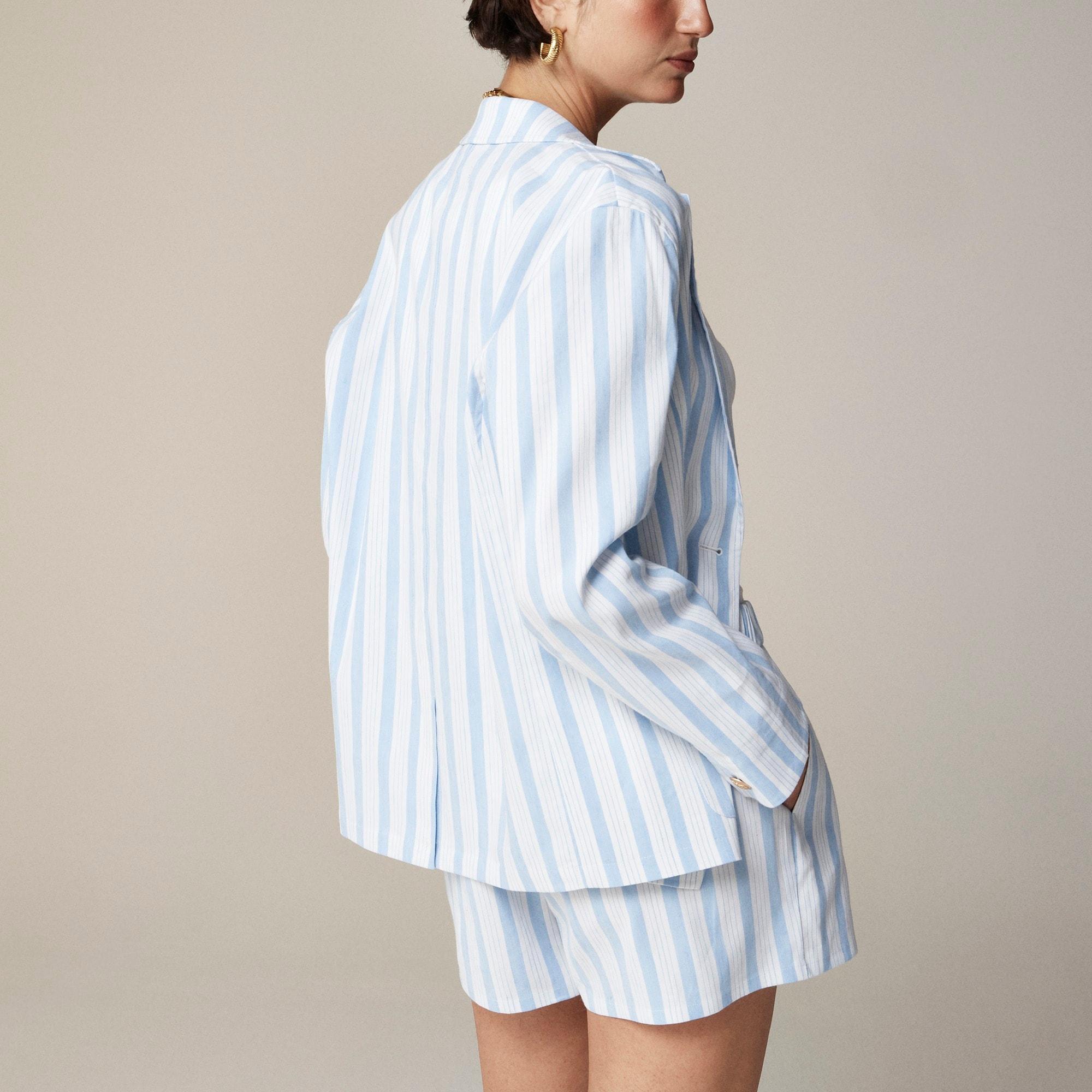 Patch-pocket blazer in striped linen blend Product Image