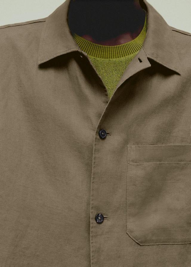 MANGO MAN - 100% linen regular-fit overshirt khakiMen Product Image