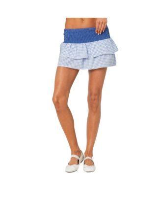 Women's Double Gingham ruffled mini skirt Product Image